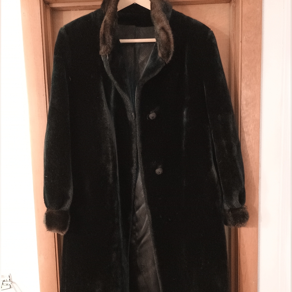 Vintage Dubrowsky & Perlbinder Faux Fur Full Length Coat Large Extra Large